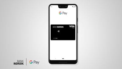 En smartphone med Google Pay aktiveret